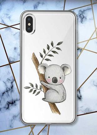 Прозрачный чехол на iphone xs max :: коала (принт 132)