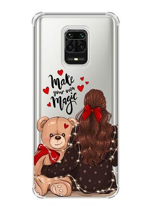 Чохол з потовщеними кутами на xiaomi redmi note 9 pro/ 9s/ 9 pro max :: дівчина з ведмедиком (принт 188)