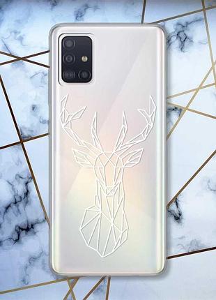 Прозрачный чехол на samsung galaxy a71/a715 олень (принт 129)