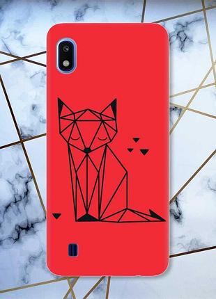 Матовий червоний чохол на samsung galaxy a10 (2019) a105 лисиця (принт 126)