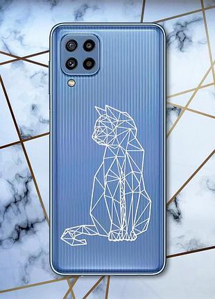 Прозрачный чехол на samsung galaxy m32 / m22 / a22 4g кошечка (принт 125)