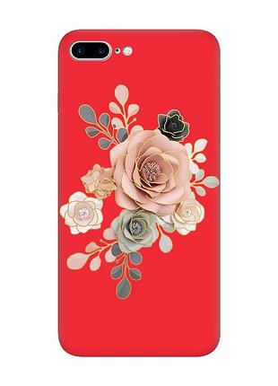 Матовый красный чехол на iphone 7 plus/8 plus :: розы (принт 275)