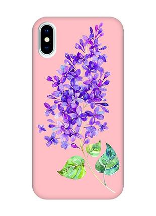 Матовий рожевий чохол на iphone x / xs :: гілочка бузку (принт 280)