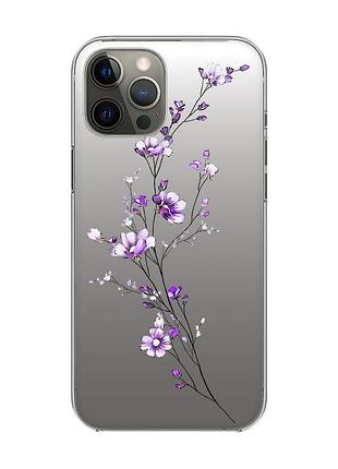 Прозрачный чехол на iphone 12 pro max :: веточка цветов (принт 278)
