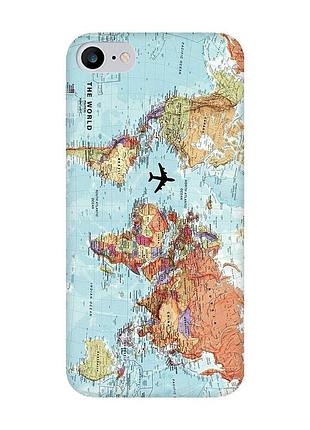 Матовий чохол з рожевими боками на iphone 7 / 8 :: карта світу (принт 318)