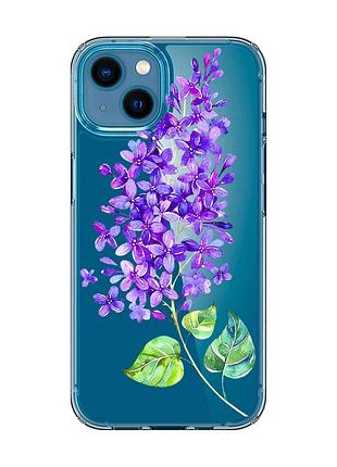 Прозрачный чехол на iphone 13 mini :: веточка сирени (принт 280)