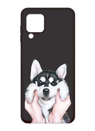 Матовый черный чехол на samsung galaxy m32 / a22 / m22 4g :: мордочка (принт 121)