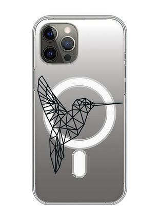 Магнітний чохол на iphone 12 pro max із підтримкою magsafe :: колібрі (принт 122)