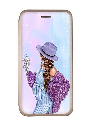 Чехол-книжка с рисунком для xiaomi redmi note 8 pro золотой; в ожидании мальчика (принт 222)