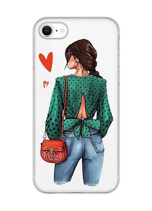 Прозорий чохол для iphone 7, 8 дівчина в зеленому (принт 224)