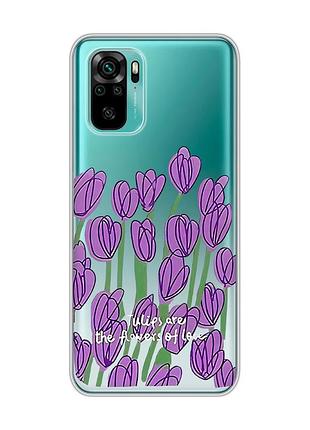 Прозрачный чехол на xiaomi redmi note 10 / note 10s тюльпаны (принт 265)