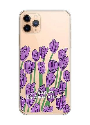 Прозрачный чехол на iphone 11 pro max :: тюльпаны (принт 265)