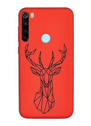 Матовый красный чехол на xiaomi redmi note 8t :: олень (принт 128)
