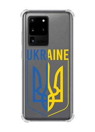 Чехол с утолщёнными углами для samsung galaxy s20 ultra тризуб (принт 254)