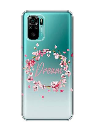 Прозрачный чехол на xiaomi redmi note 10 / note 10s :: веночек из сакуры (принт 284)