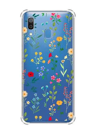 Чехол с утолщёнными углами на samsung galaxy a30 (2019)/a20 (2019) цветочный фон (принт 269)