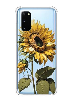 Чехол с утолщёнными углами для samsung galaxy s20 plus :: подсолнечник (принт 274)