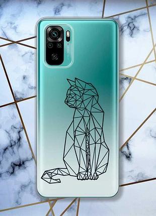 Прозрачный чехол на xiaomi redmi note 10/note 10s кошечка (принт 124)