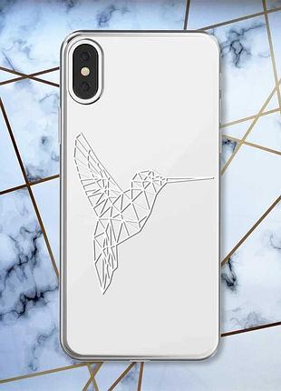 Прозрачный чехол на iphone x/xs :: колибри (принт 123)