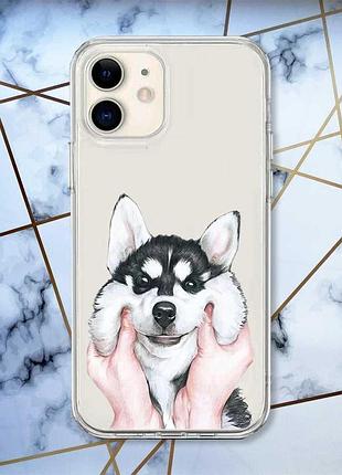 Прозорий чохол на iphone 12 mini мордочка принт 121