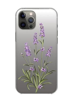 Прозрачный чехол на iphone 12 pro max :: веточки лаванды (принт 266)