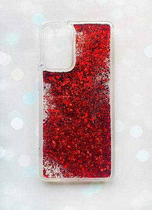 Чехол с плавающими блестками на samsung galaxy a52 красный