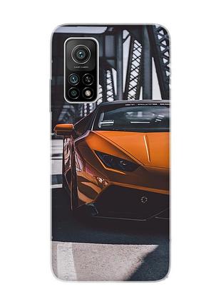 Чехол на xiaomi mi 10t/mi 10t pro авто оранжевое (принт: 237)