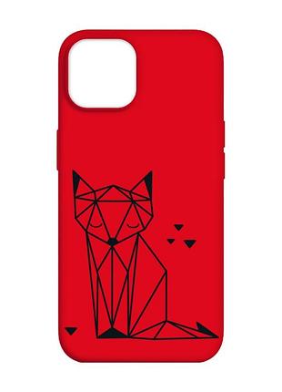 Матовый красный чехол на apple iphone 14 :: лиса (принт 126)
