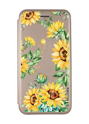 Чехол-книжка с рисунком для xiaomi redmi 9c/10a золотой :: подсолнухи (принт 288)
