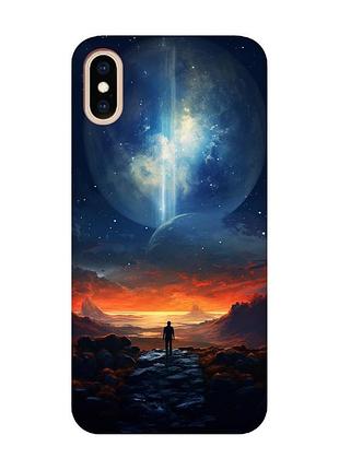 Чехол с красными боками на iphone xs max :: космос (принт 247)