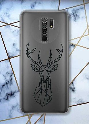 Прозрачный чехол на xiaomi redmi 9 :: олень (принт 128)