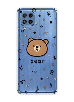Прозрачный чехол на samsung galaxy m32 / m22 / a22 4g мишка (принт 76)