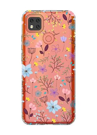 Прозрачный чехол для xiaomi redmi 9c :: цветочный фон (принт 267)