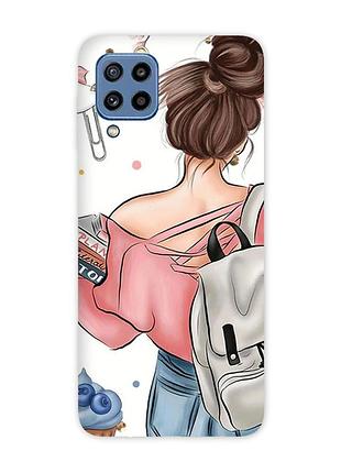 Чохол на samsung galaxy m32 / m22 / a22 4g дівчина з рюкзаком (принт 30)