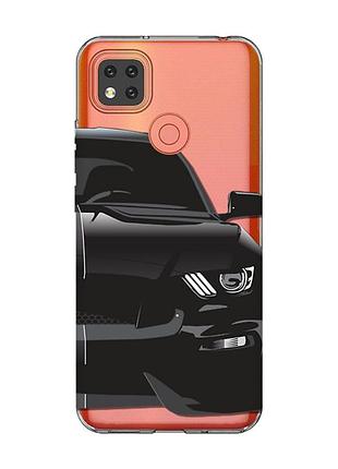 Прозорий чохол для xiaomi redmi 9c авто чорне (принт 232)