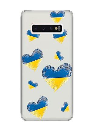 Прозрачный чехол на samsung galaxy s10 :: сердечка. украина (принт 258)