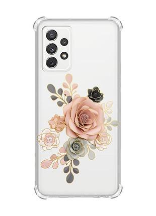 Чехол с утолщёнными углами на samsung galaxy a72 :: розы (принт 275)