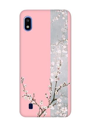 Матовый розовый чехол на samsung galaxy a10 (2019) a105 :: цветущая сакура (принт 285)