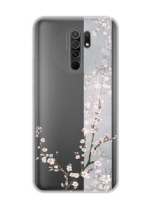 Прозрачный чехол на xiaomi redmi 9 :: цветущая сакура (принт 285)