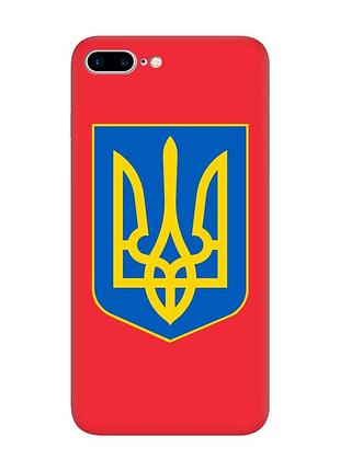 Матовый красный чехол на iphone 7 plus/8 plus :: тризуб украина (принт 256)
