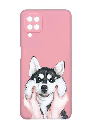 Матовый розовый чехол на samsung galaxy a12 :: мордочка (принт 121)