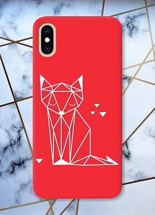 Матовый красный чехол на iphone xs max :: лиса (принт 127)