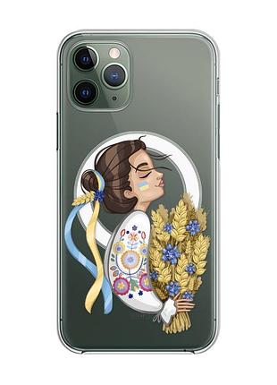 Магнитный чехол на iphone 12/12 pro с поддержкой magsafe :: украинка с колосками (принт 172)