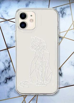 Прозорий чохол на iphone 12 mini котик принт 125