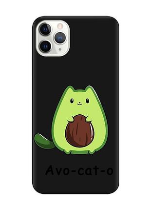 Матовый черный чехол на iphone 11 pro max котик авокадо (принт 306)