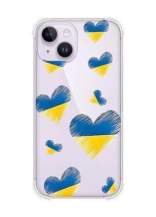 Чохол із потовщеними кутами на iphone 14 :: сердечка. україна (принт 258)