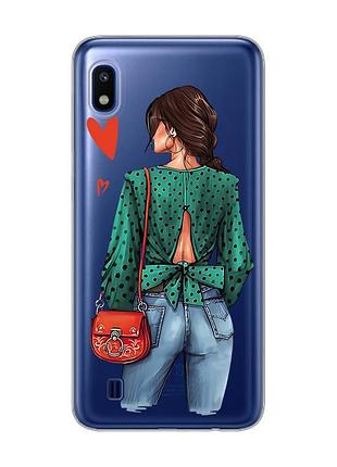 Прозрачный чехол на samsung galaxy a10 (2019) a105 девушка в зеленом (принт 224)