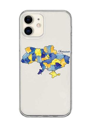 Прозорий чохол на iphone 12 mini :: карта україни (принт 261)