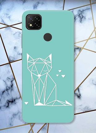 Матовий бірюзовий чохол на xiaomi redmi 9c / 10a лисиця (принт 127)