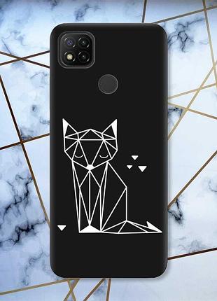 Матовий чорний чохол на xiaomi redmi 9c / 10a лисиця (принт 127)